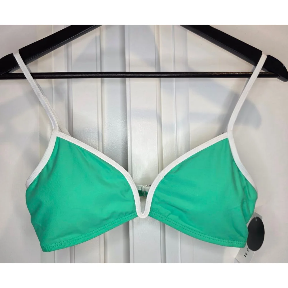 PacSun Salero Swim Mint Green Bikini Top NWT Medium Contrast Trim Y2K Resort